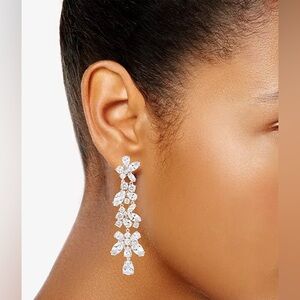 Givenchy Silver Crystal Drop Earrings